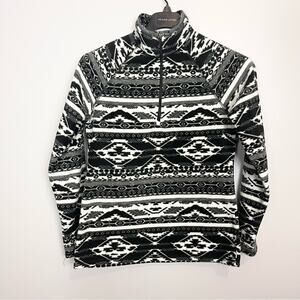 Eddie Bauer quarter zip fleece pullover women’s size S black and white